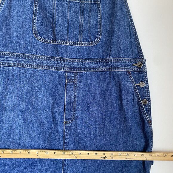 Vintage Crazy Horse Denim Midi Dress Women XL Blue Pockets Jumper 90s Cowgirl - Picture 4 of 12